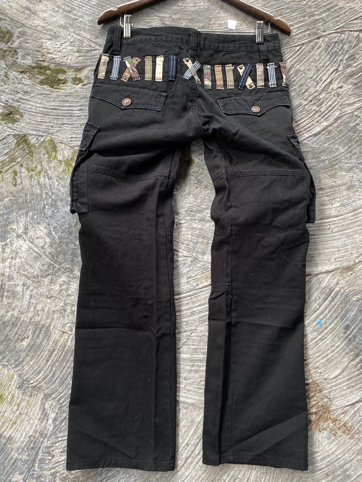 Japanese Brand × Seditionaries 🔥RARE🔥 Dominated Handcrafted Double Waist Black Cargo Pant Size US 31 - 8 Thumbnail