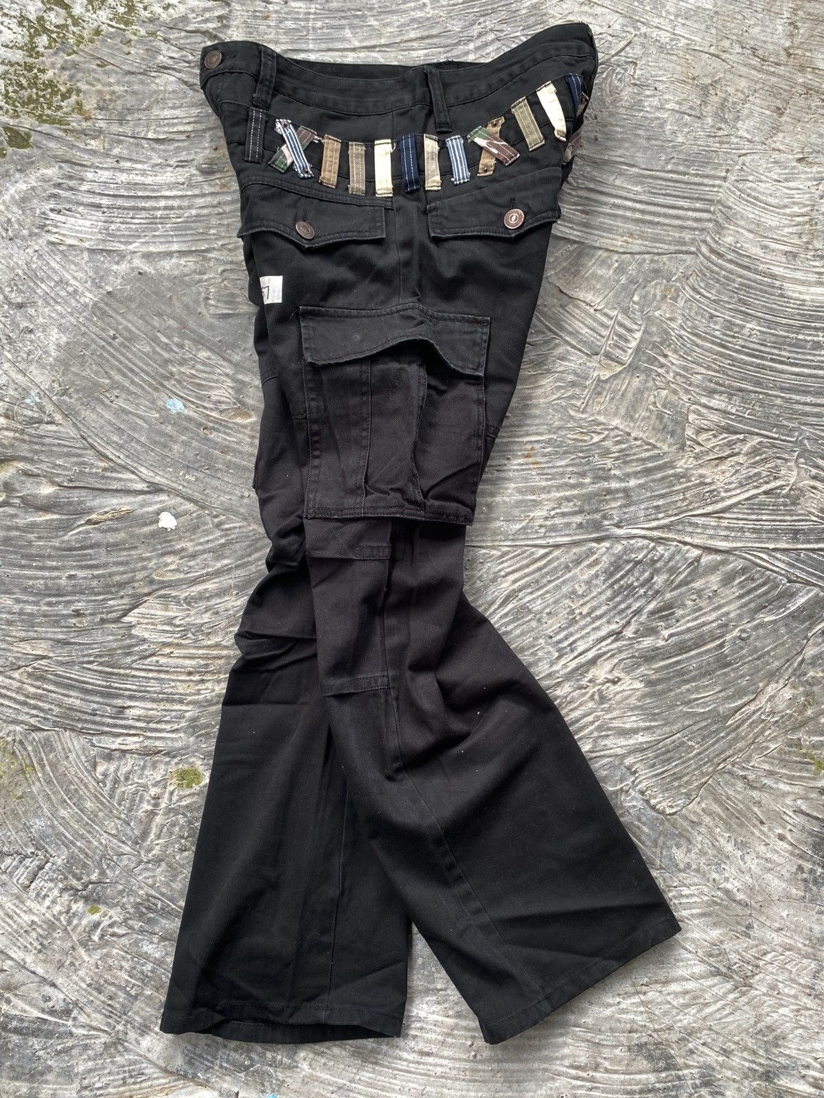 Japanese Brand × Seditionaries 🔥RARE🔥 Dominated Handcrafted Double Waist Black Cargo Pant Size US 31 - 10 Thumbnail