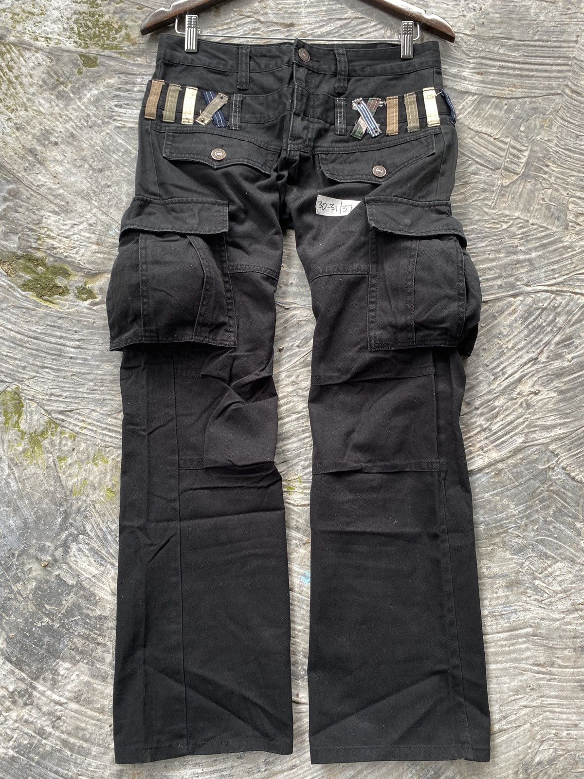 🔥RARE🔥 Dominated Handcrafted Double Waist Black Cargo Pant