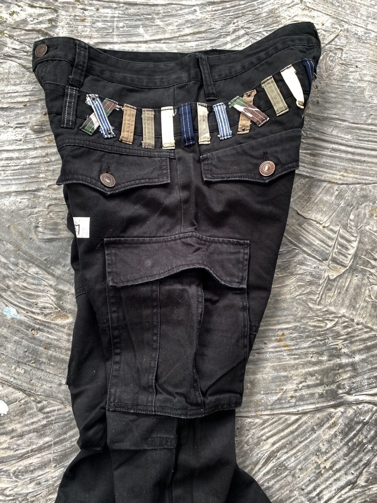 Japanese Brand × Seditionaries 🔥RARE🔥 Dominated Handcrafted Double Waist Black Cargo Pant Size US 31 - 11 Thumbnail