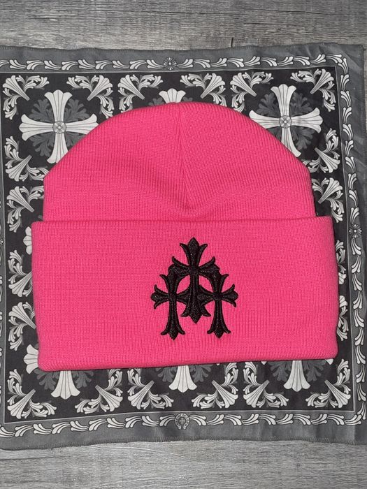 Chrome Hearts Chrome Hearts Pink Triple Cross Beanie | Grailed