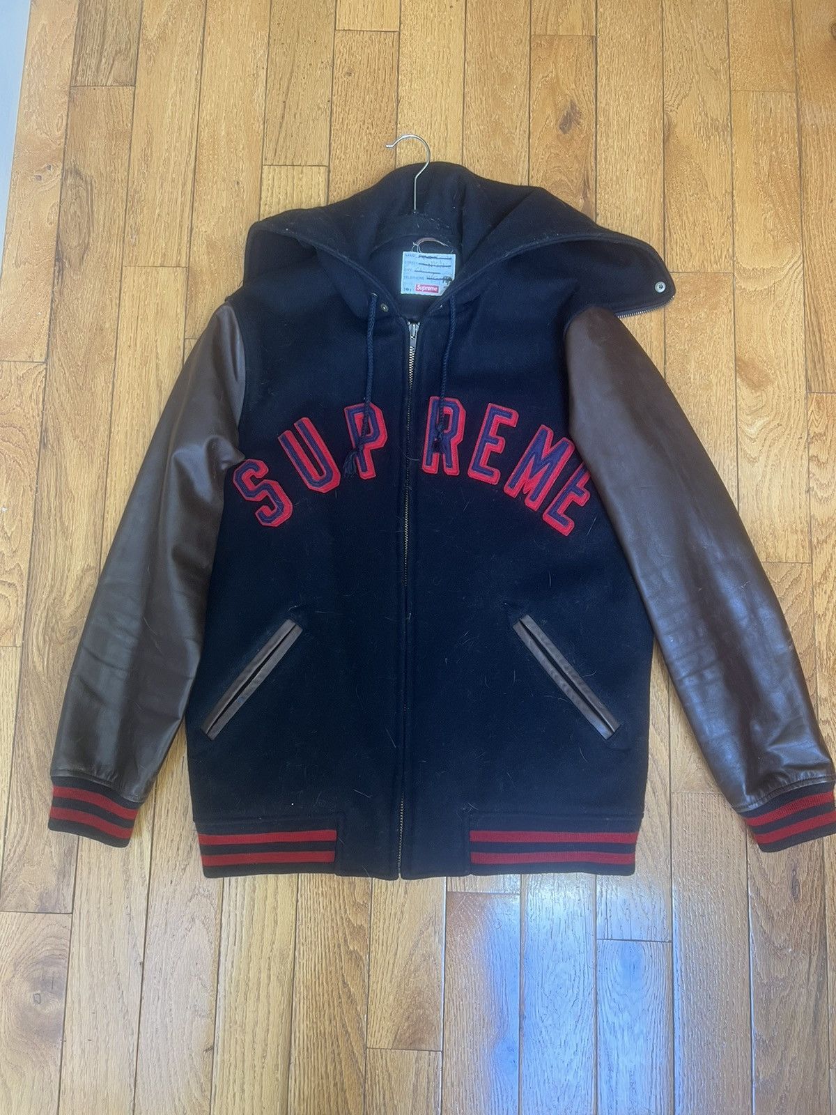 2012 Supreme Wool and Leather Varsity Jacket