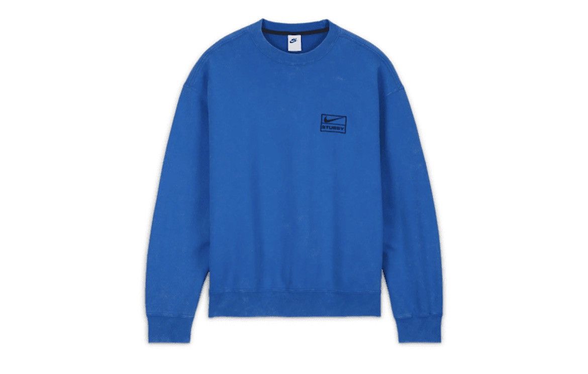 Nike Stüssy x Nike NRG Acid Wash Fleece Crewneck Blue | Grailed