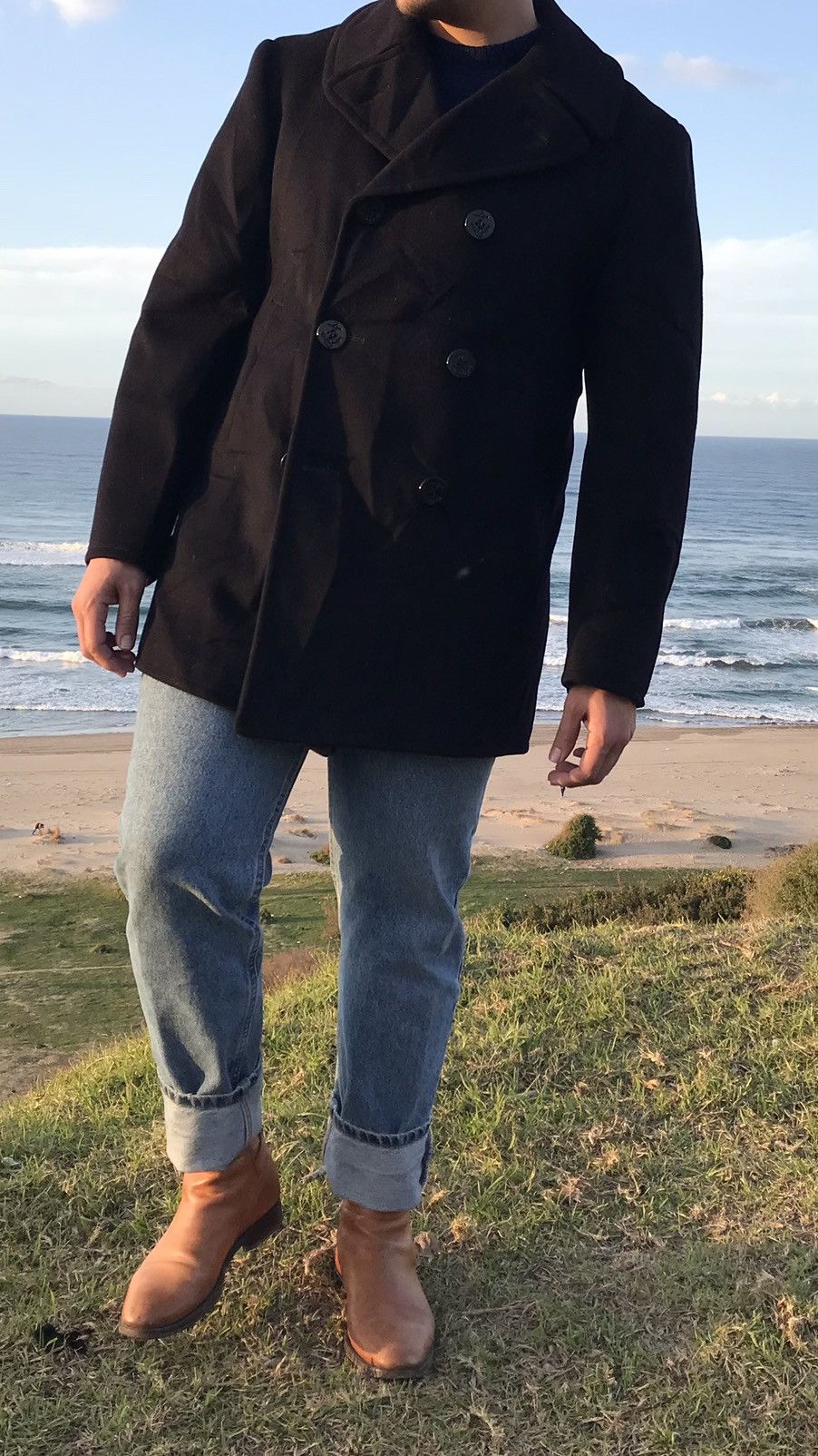 vintage US NAVY (usn) OFFICER PEA COAT pure wool