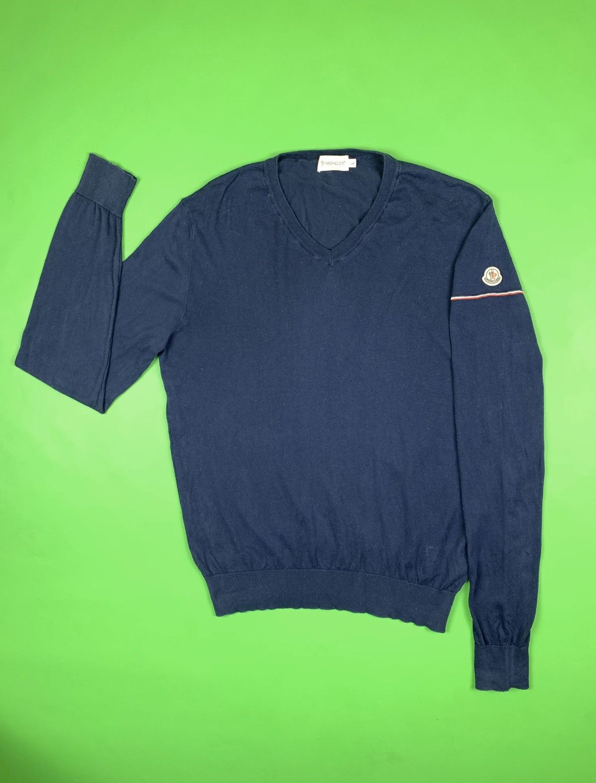 Moncler Moncler Maglia Tricot Scollo A V V-Neck Cotton Sweater | Grailed