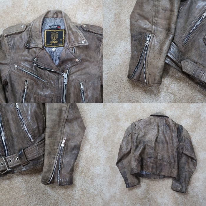 Vintage Unik Leather Motorcycle Jacket Womens Size Medium Brown Grailed