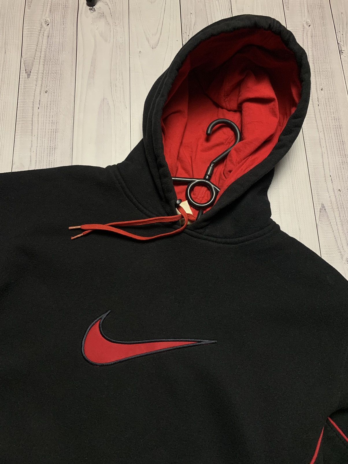 Nike × Vintage Vintage Nike hoodie red logo swoosh size S Size US S / EU 44-46 / 1 - 4 Thumbnail