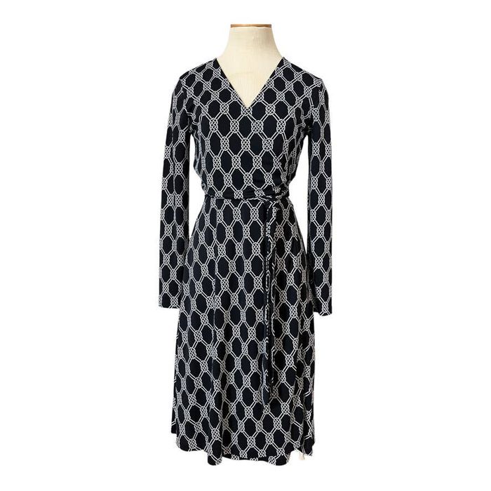 Jones New York Jones New York Signature Wrap Dress Size S Navy White ...