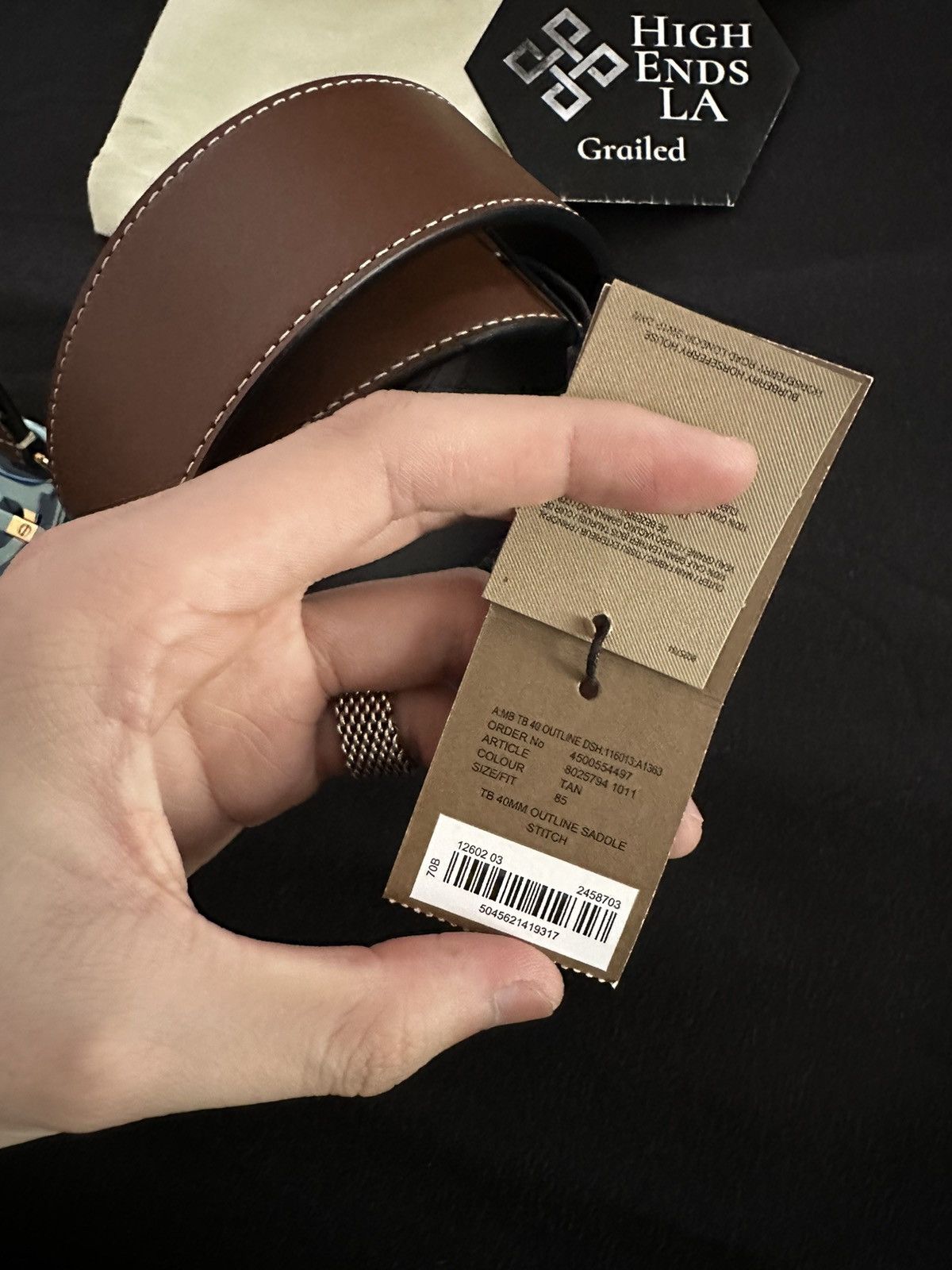 Burberry Burberry Gold Buckle Monogram Motif Topstiched Leather Belt Size 30 - 6 Thumbnail