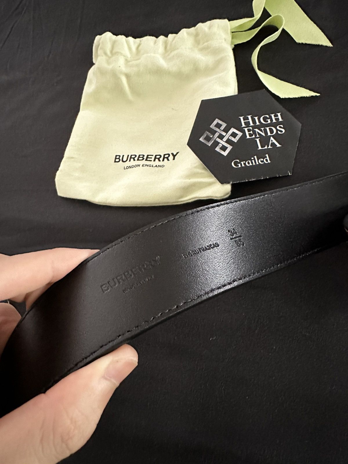Burberry Burberry Gold Buckle Monogram Motif Topstiched Leather Belt Size 30 - 5 Thumbnail