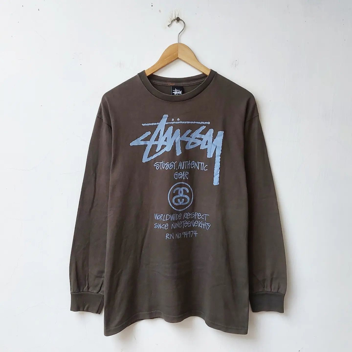 image of Stussy Authentic Gear Long Sleeve Tshirt in Dark, Men's (Size Medium)