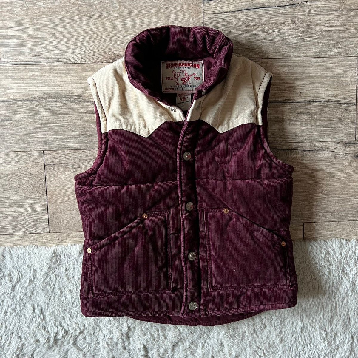 True Religion Courduroy Vest Gilet Body Warmer