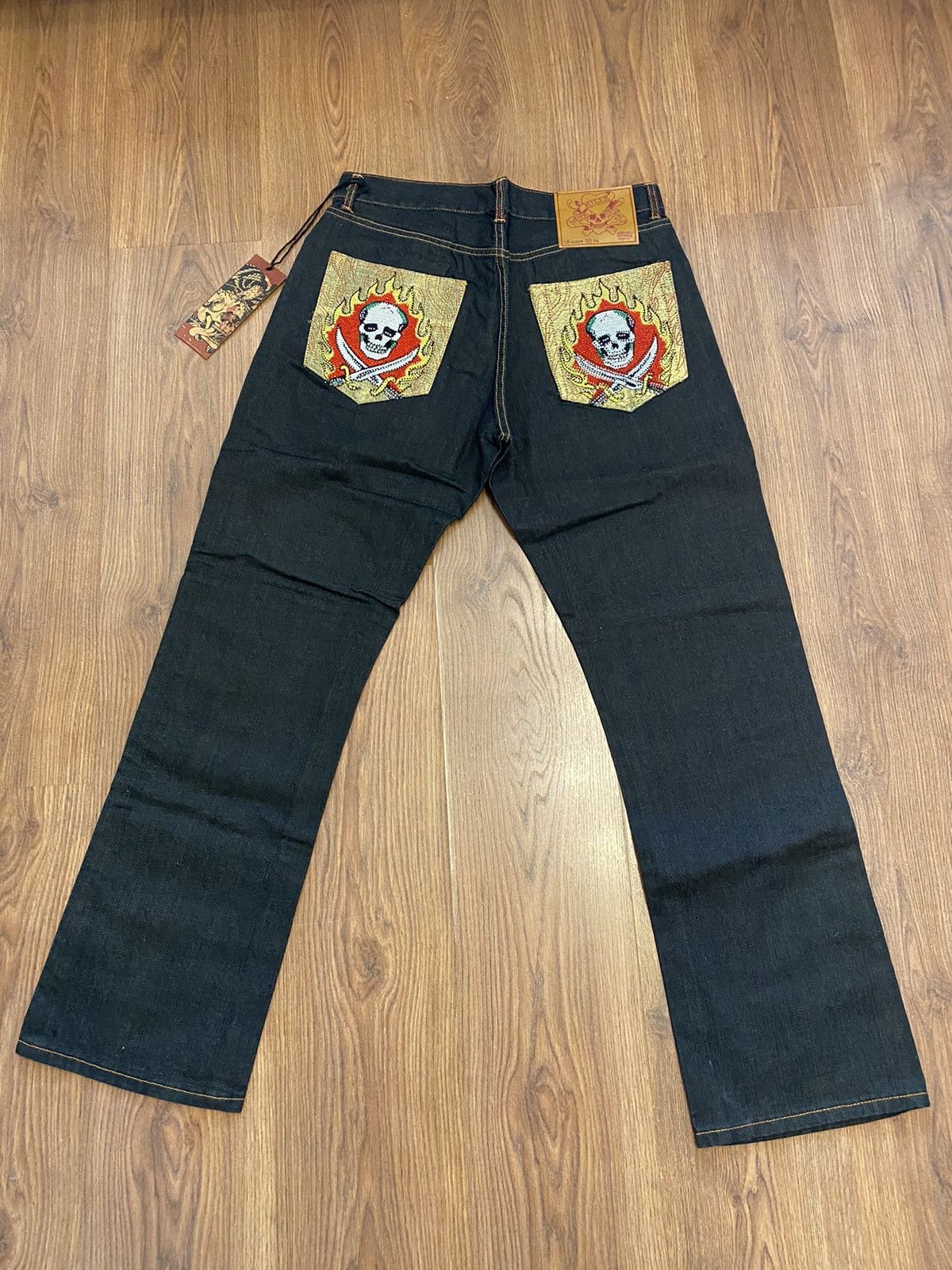 Christian Audigier NWT “Skeleton Pockets” Ed Hardy Jeans Size US 34 / EU 50 - 3 Thumbnail