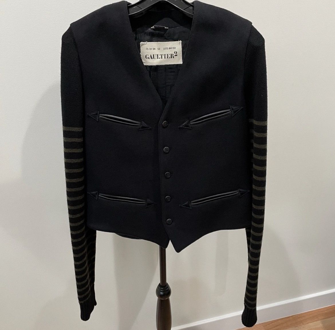 image of Jean Paul Gaultier 2008 Fall Runway Wool Knit Vest Sweater in Black, Men's (Size Large)