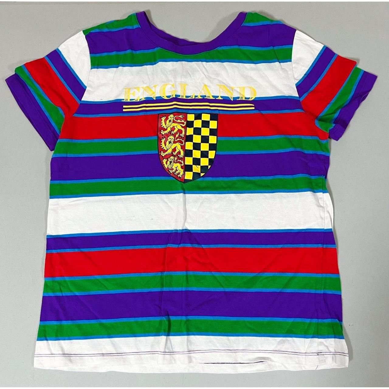 Vintage Striped ‘England’ Futbol Graphic Tee T-Shirt Top Size L ⚽️✨ Size L / US 10 / IT 46 - 1 Thumbnail