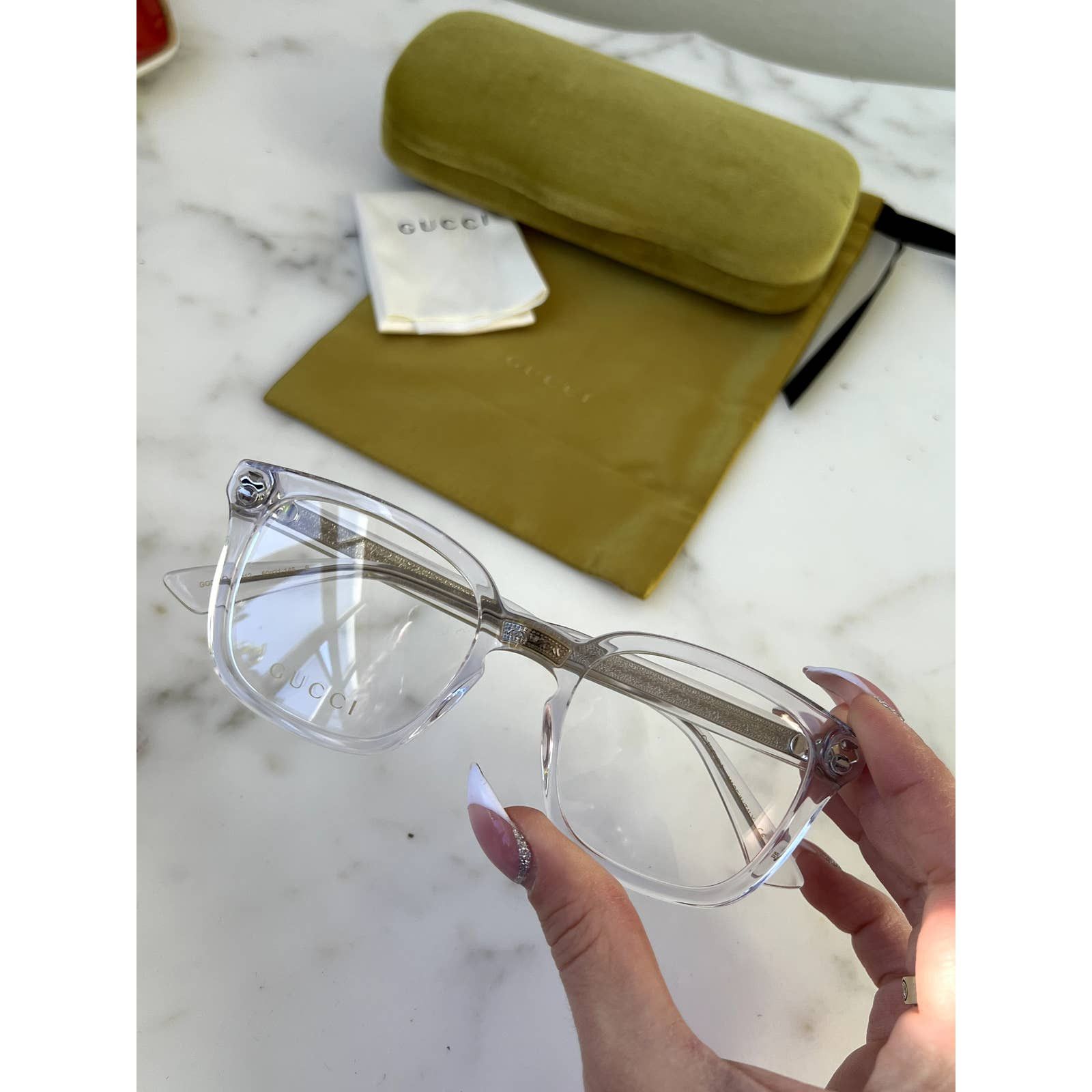 Gucci NEW GUCCI GG0184O Clear Silver Unisex Eyeglasses Frames Size ONE SIZE - 3 Thumbnail