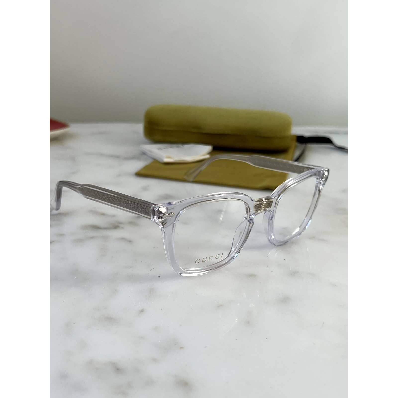 Gucci NEW GUCCI GG0184O Clear Silver Unisex Eyeglasses Frames Size ONE SIZE - 5 Thumbnail