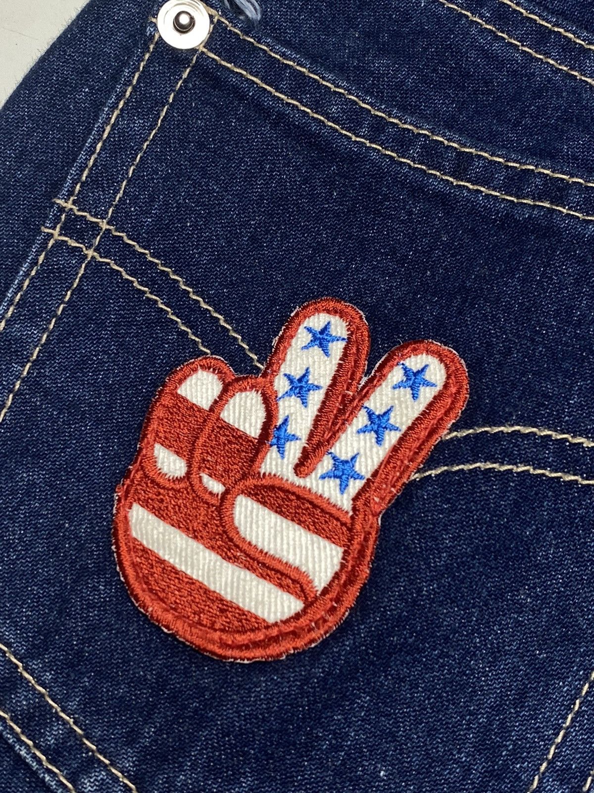 Hysteric Glamour × Japanese Brand 1990s Angel Blue - Super Flared Denim Pants Size US 27 - 6 Thumbnail