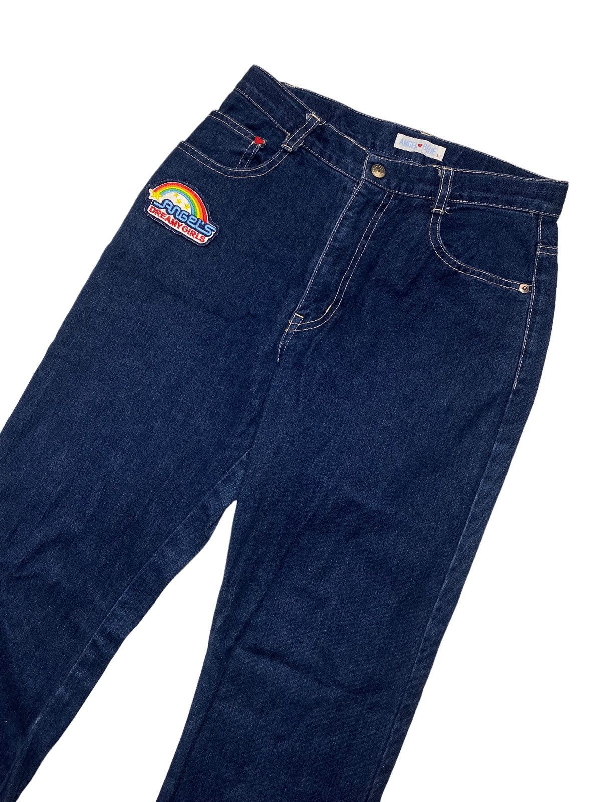 Hysteric Glamour × Japanese Brand 1990s Angel Blue - Super Flared Denim Pants Size US 27 - 3 Thumbnail