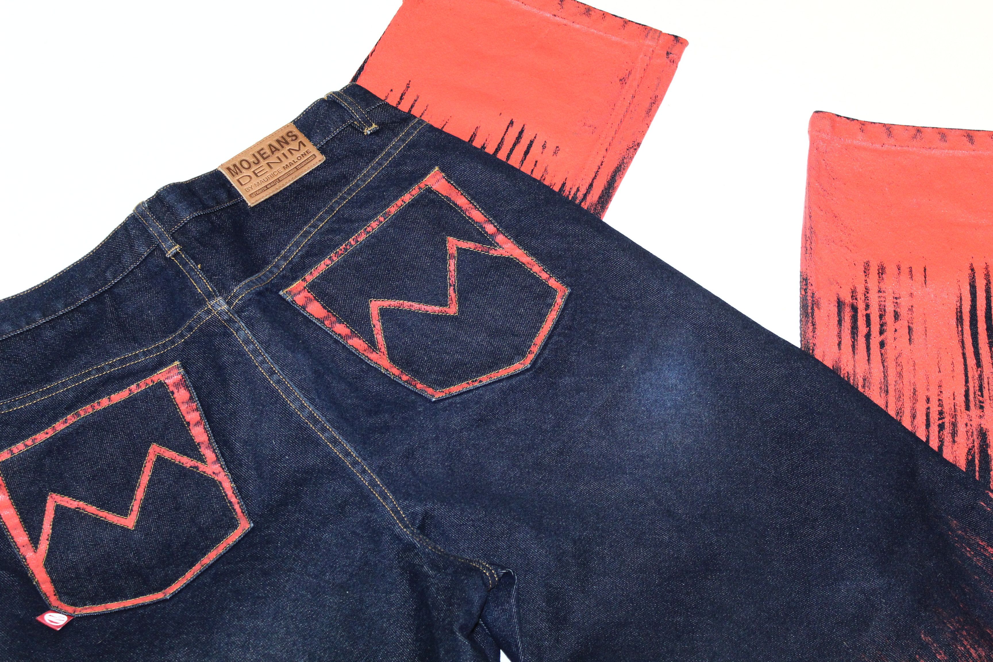 Japanese Brand 💥MO Jeans by Maurice Malone Arc leg OG Bloody art Rap Jeans Size US 36 / EU 52 - 23 Thumbnail