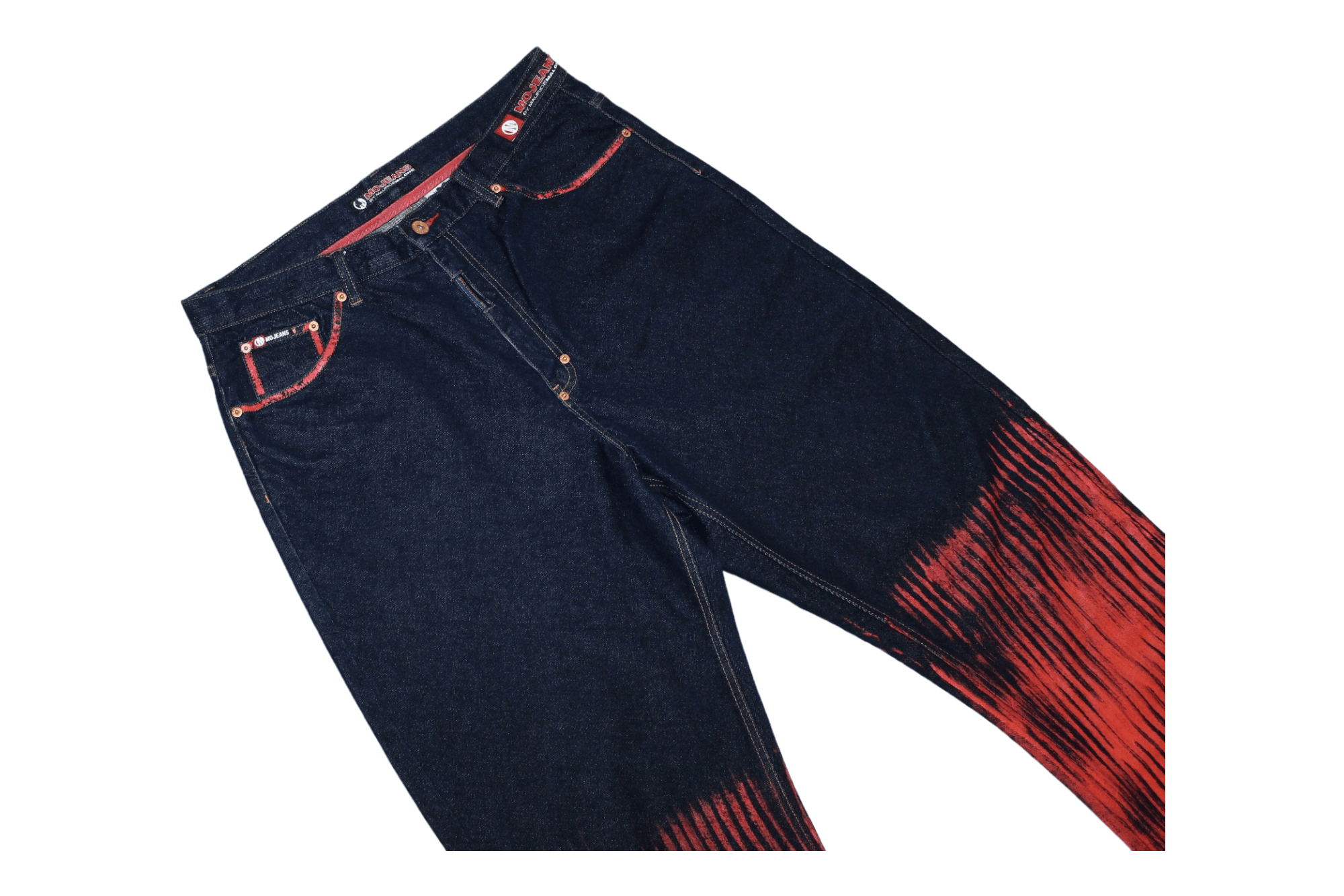 Japanese Brand 💥MO Jeans by Maurice Malone Arc leg OG Bloody art Rap Jeans Size US 36 / EU 52 - 15 Thumbnail