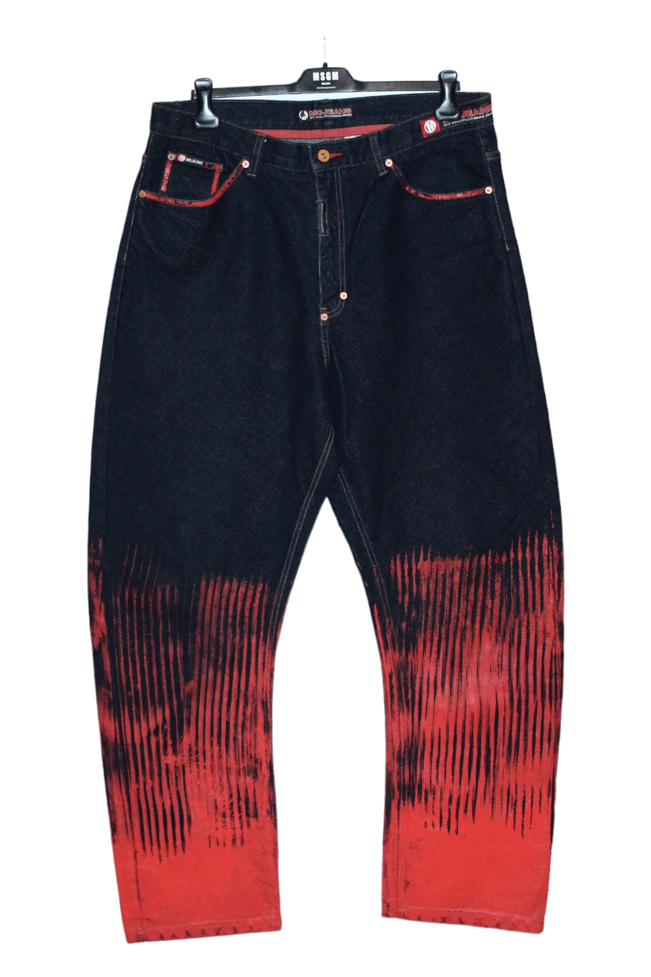 Japanese Brand 💥MO Jeans by Maurice Malone Arc leg OG Bloody art Rap Jeans Size US 36 / EU 52 - 1 Thumbnail