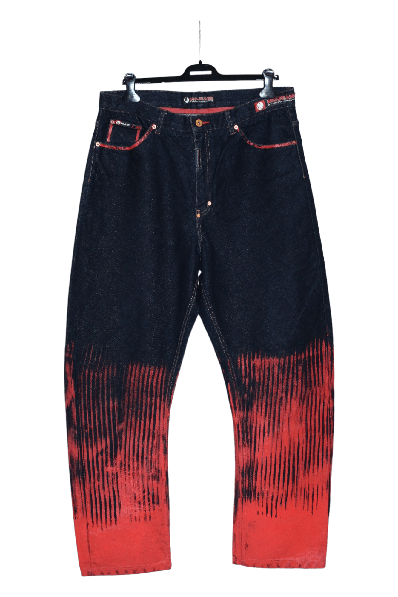 Japanese Brand 💥MO Jeans by Maurice Malone Arc leg OG Bloody art Rap Jeans Size US 36 / EU 52 - 3 Thumbnail