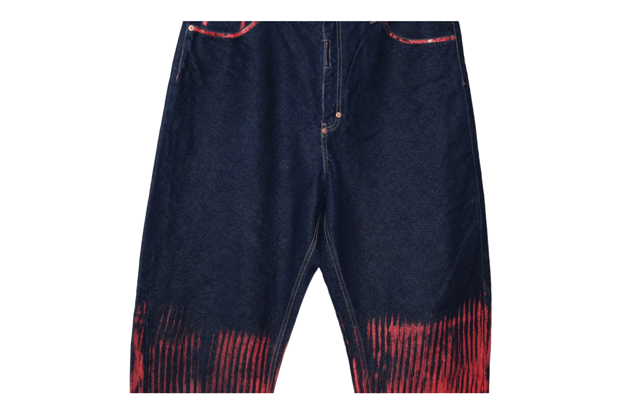 Japanese Brand 💥MO Jeans by Maurice Malone Arc leg OG Bloody art Rap Jeans Size US 36 / EU 52 - 5 Thumbnail