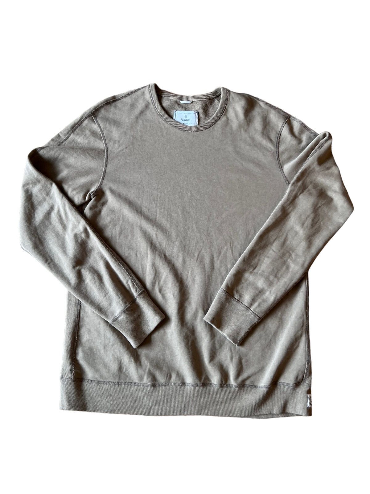 Reigning Champ Crew Sweatshirt Made In Canada Beige Brown