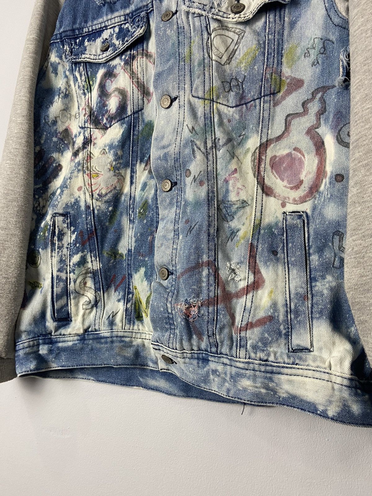 Japanese Brand Growth By Grail Distressed Denim Fashionist Jacket Size L / US 10 / IT 46 - 4 Thumbnail
