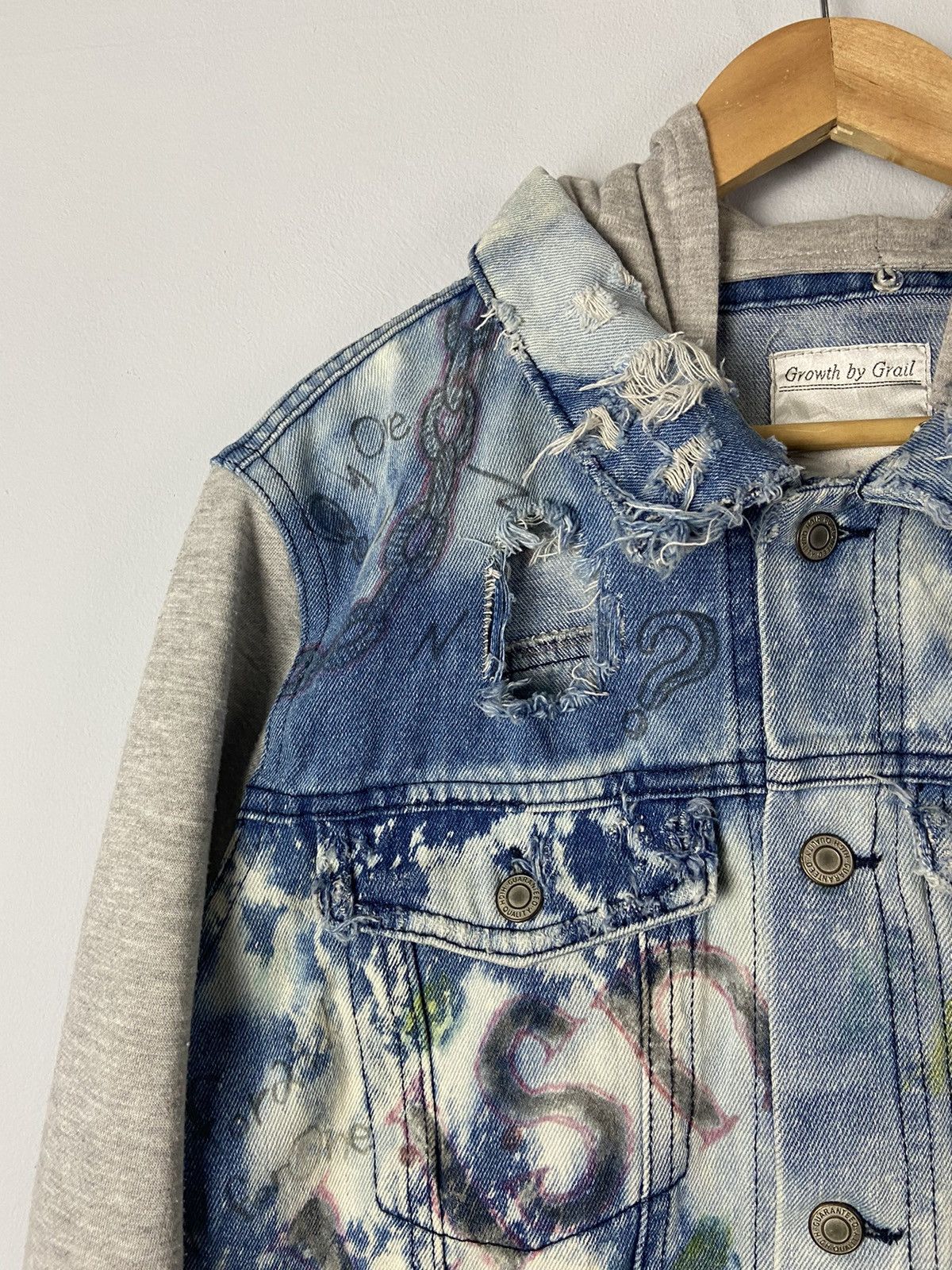 Japanese Brand Growth By Grail Distressed Denim Fashionist Jacket Size L / US 10 / IT 46 - 6 Thumbnail