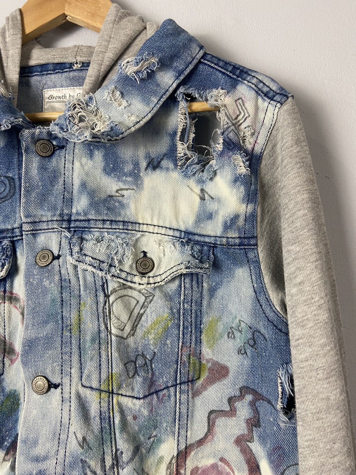 Japanese Brand Growth By Grail Distressed Denim Fashionist Jacket Size L / US 10 / IT 46 - 5 Thumbnail
