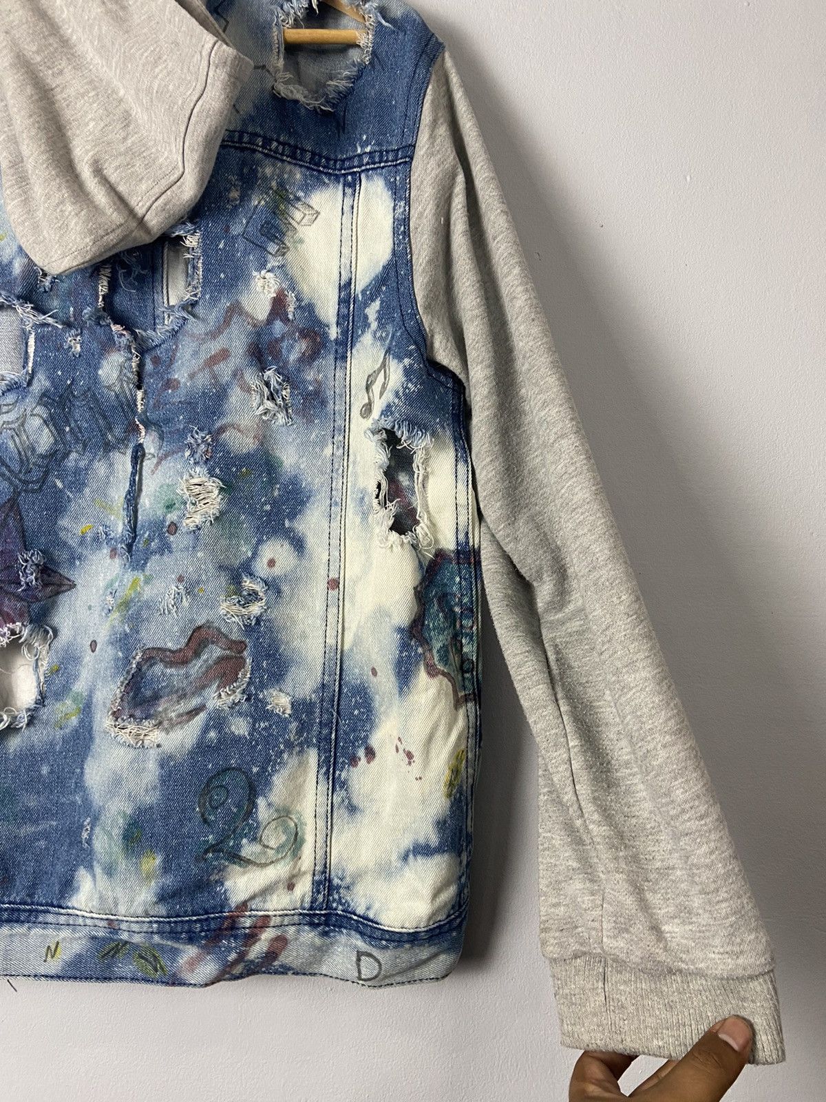 Japanese Brand Growth By Grail Distressed Denim Fashionist Jacket Size L / US 10 / IT 46 - 9 Thumbnail