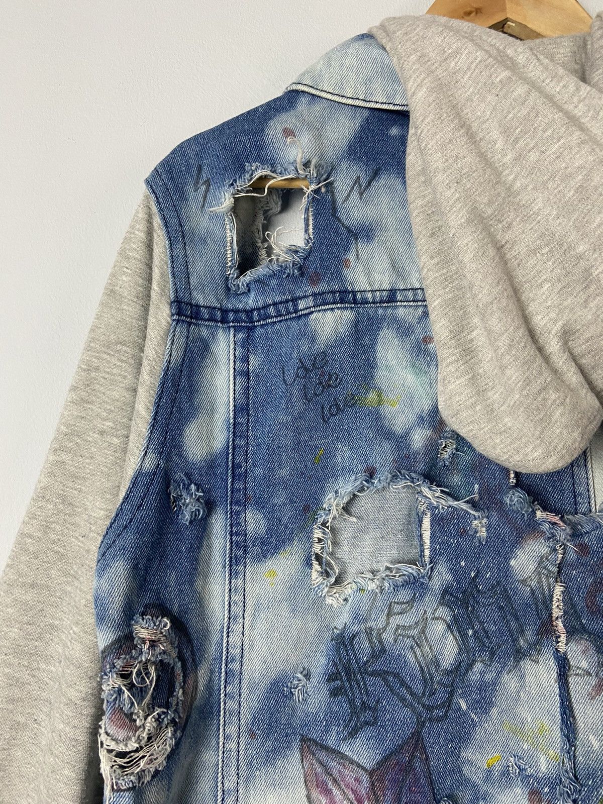 Japanese Brand Growth By Grail Distressed Denim Fashionist Jacket Size L / US 10 / IT 46 - 13 Thumbnail