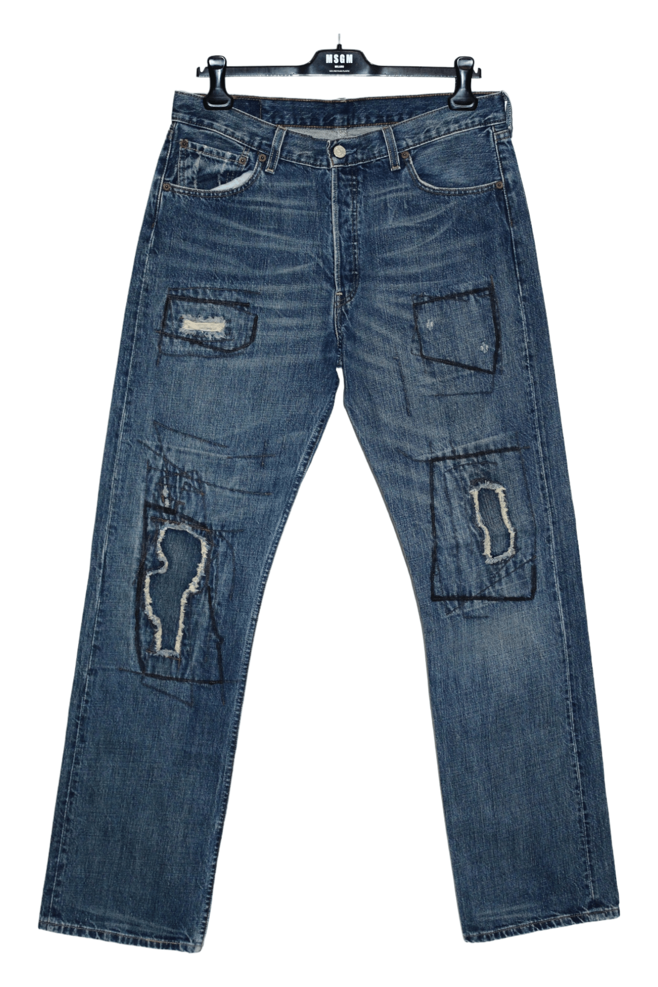 Levi's Vintage Clothing RARE💥VTG Levi's Boro Sashiko Patchwork Faded Denim Jeans Size US 34 / EU 50 - 1 Thumbnail