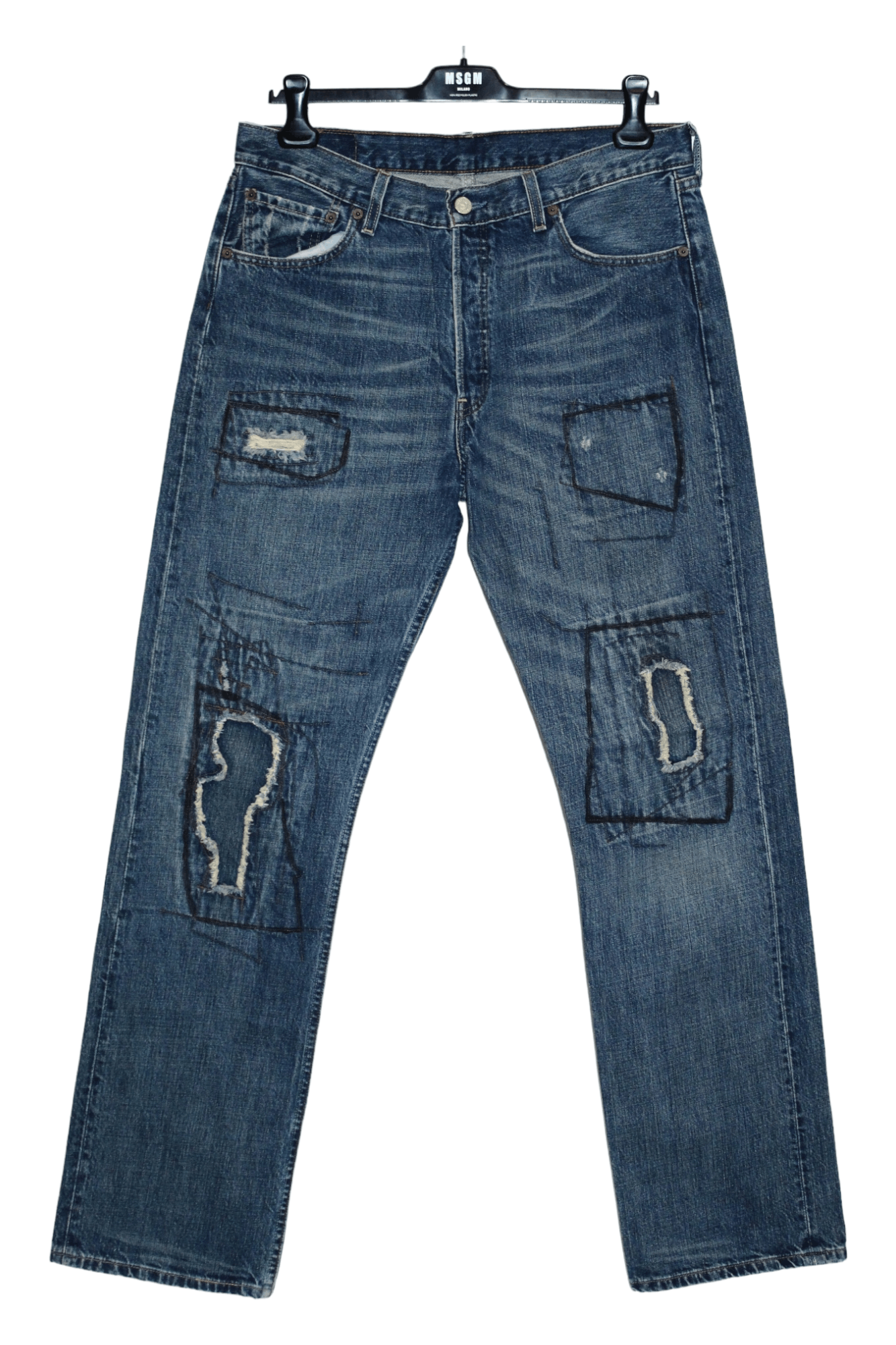 Levi's Vintage Clothing RARE💥VTG Levi's Boro Sashiko Patchwork Faded Denim Jeans Size US 34 / EU 50 - 11 Thumbnail