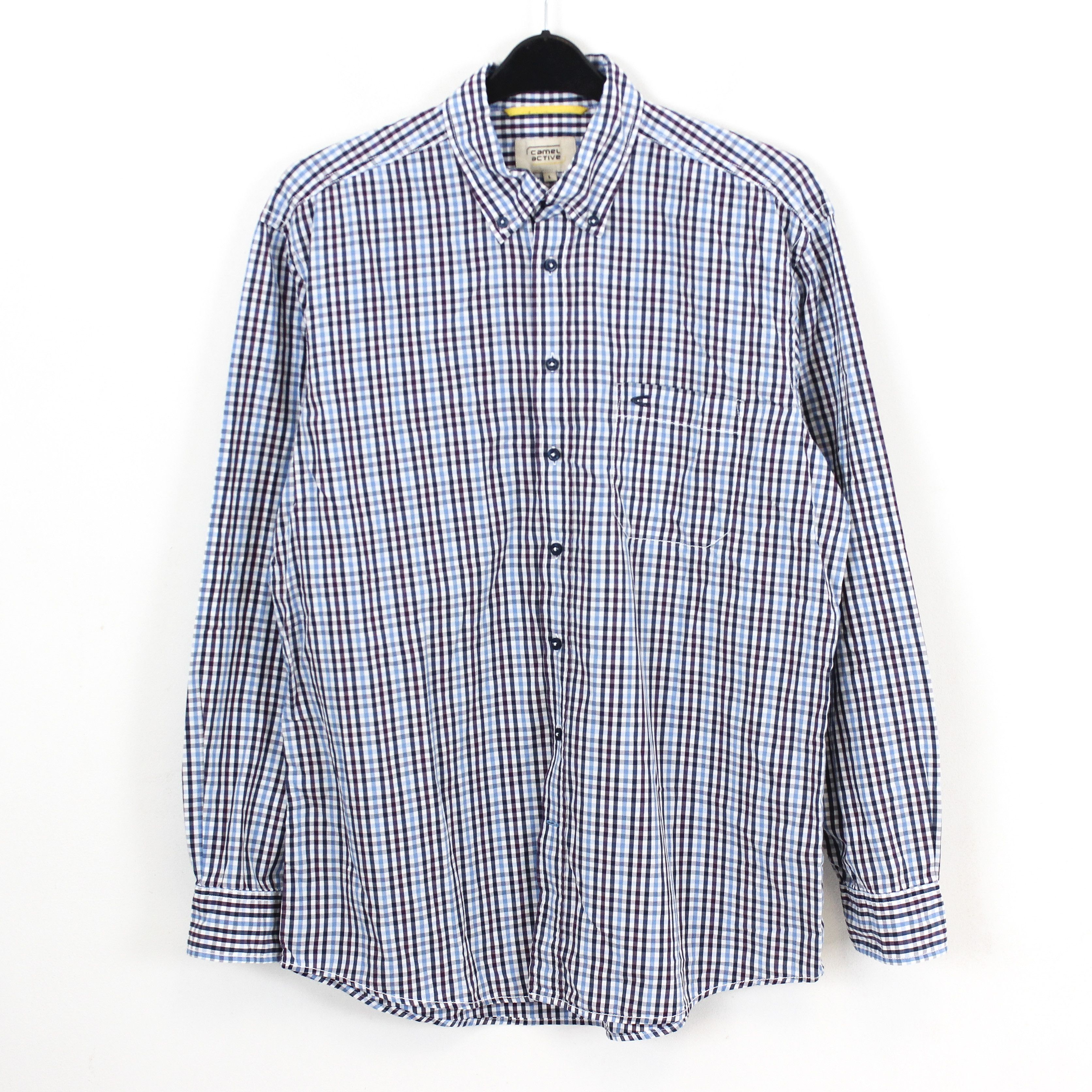 camel active Button Up Shirt Check Plaid Tartan Long Sleeve Double Cuff Size US L / EU 52-54 / 3 - 1 Thumbnail