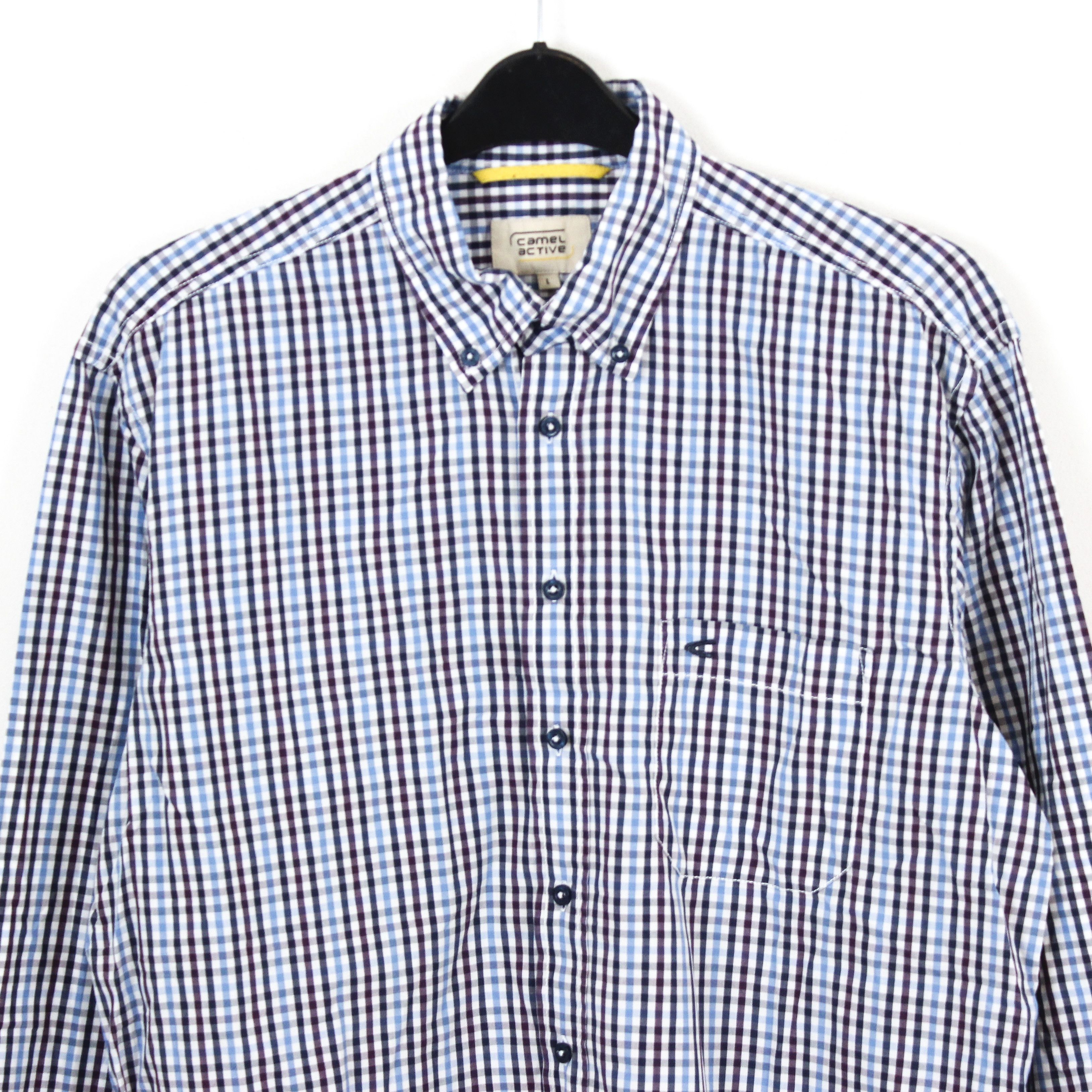 camel active Button Up Shirt Check Plaid Tartan Long Sleeve Double Cuff Size US L / EU 52-54 / 3 - 3 Thumbnail