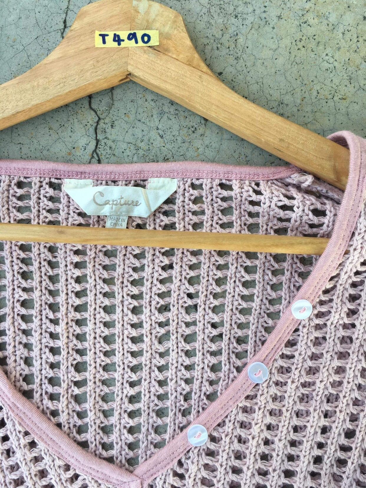 Homespun Knitwear 🔴Mesh Net CAPTURE Pullover/Memeri Knitting Design Size US M / EU 48-50 / 2 - 9 Thumbnail