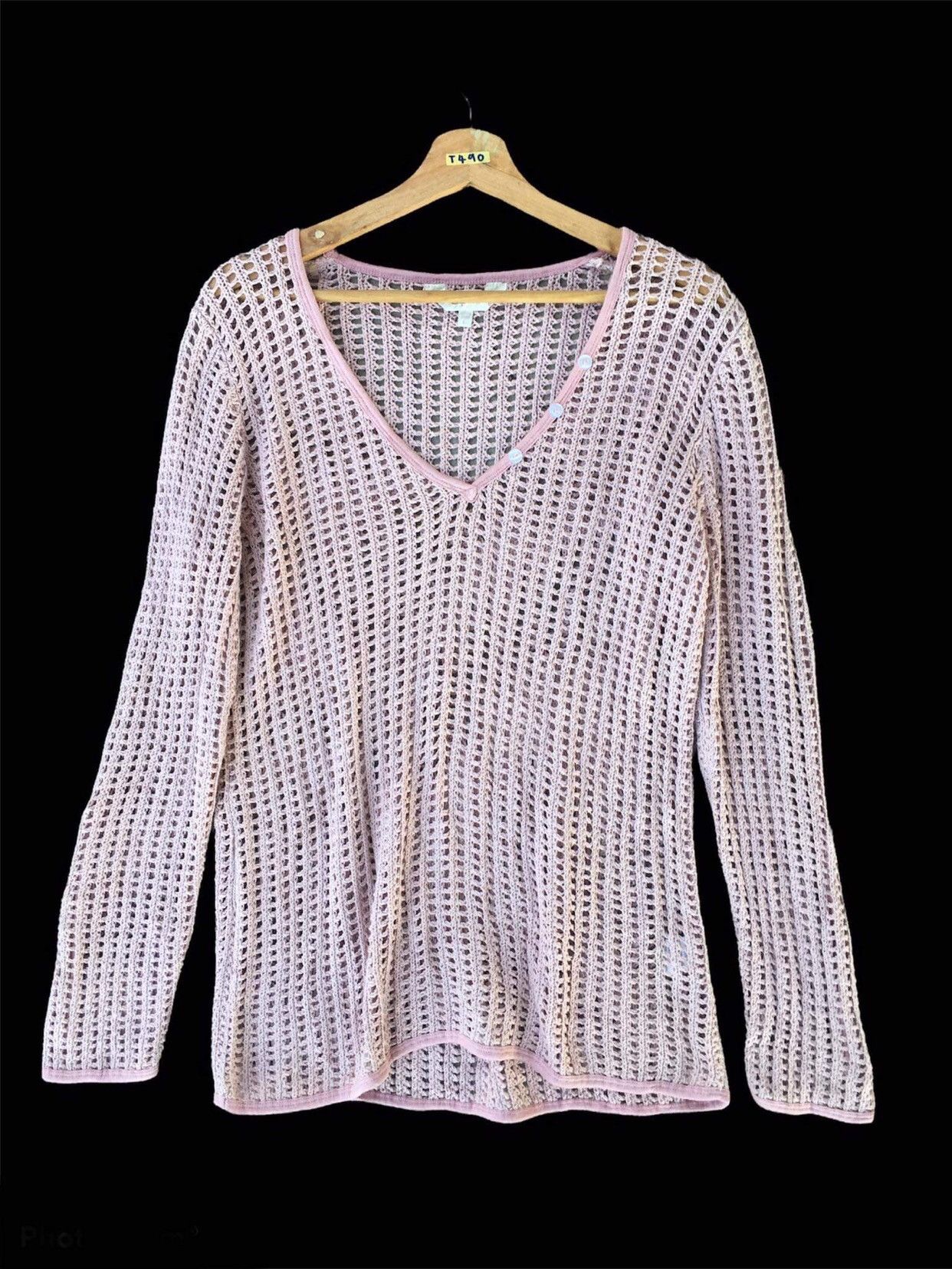 Homespun Knitwear 🔴Mesh Net CAPTURE Pullover/Memeri Knitting Design Size US M / EU 48-50 / 2 - 2 Thumbnail
