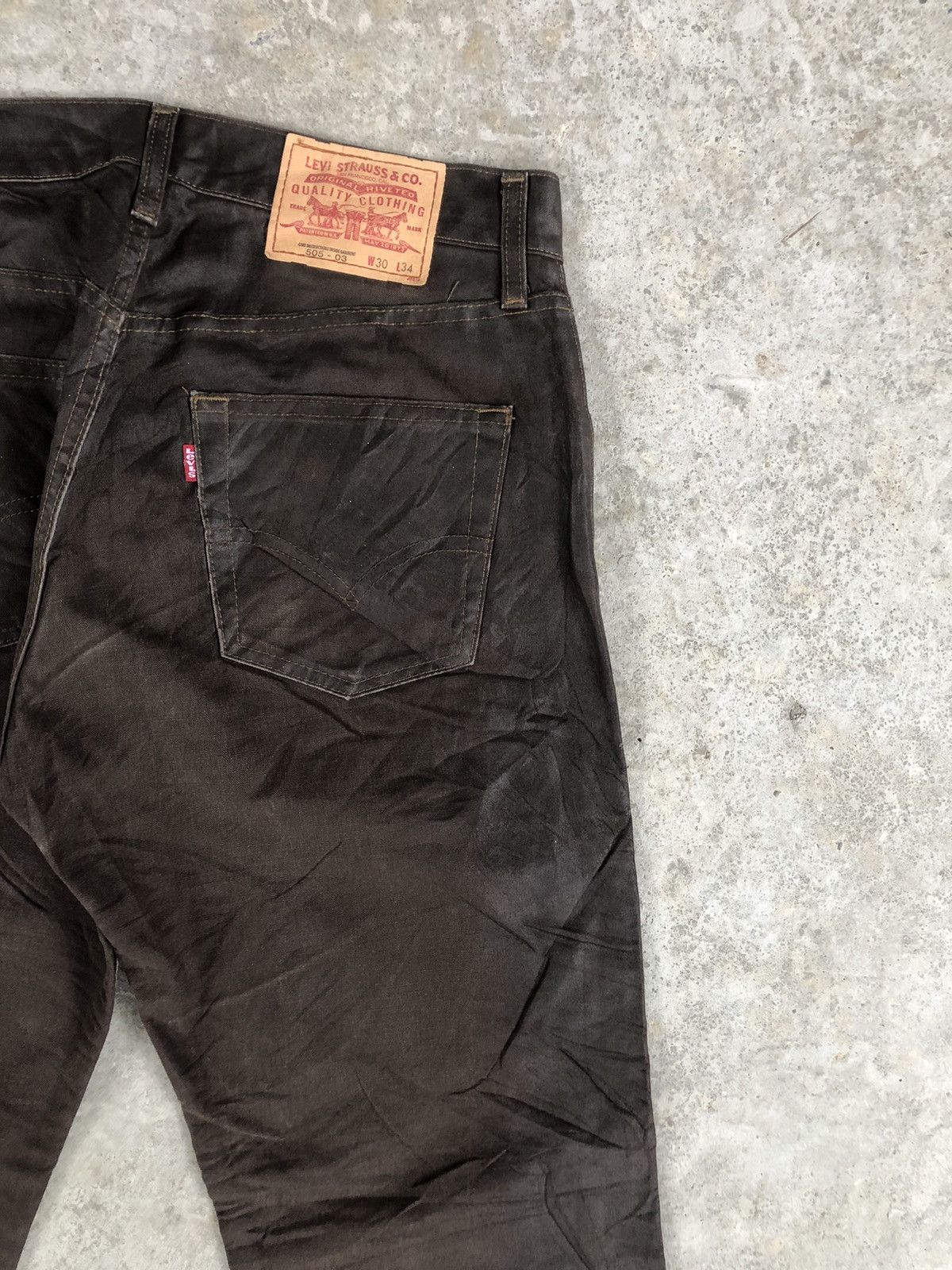 If Six Was Nine Vintage Levi’s Waxed Coated Jeans Distressed Jeans Size US 30 / EU 46 - 10 Thumbnail