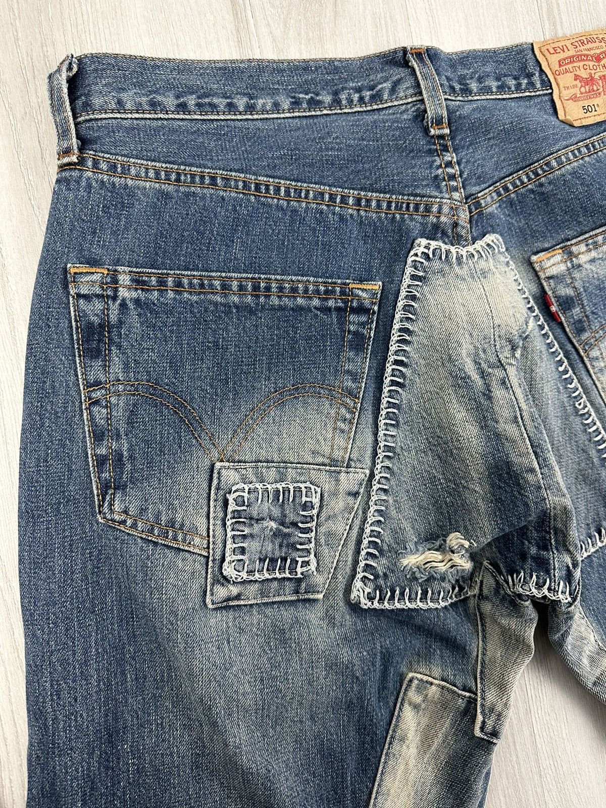Levi's Vintage Clothing Levis 501 Patch Work Denim Jeans Size 32 Americana Size US 32 / EU 48 - 10 Thumbnail