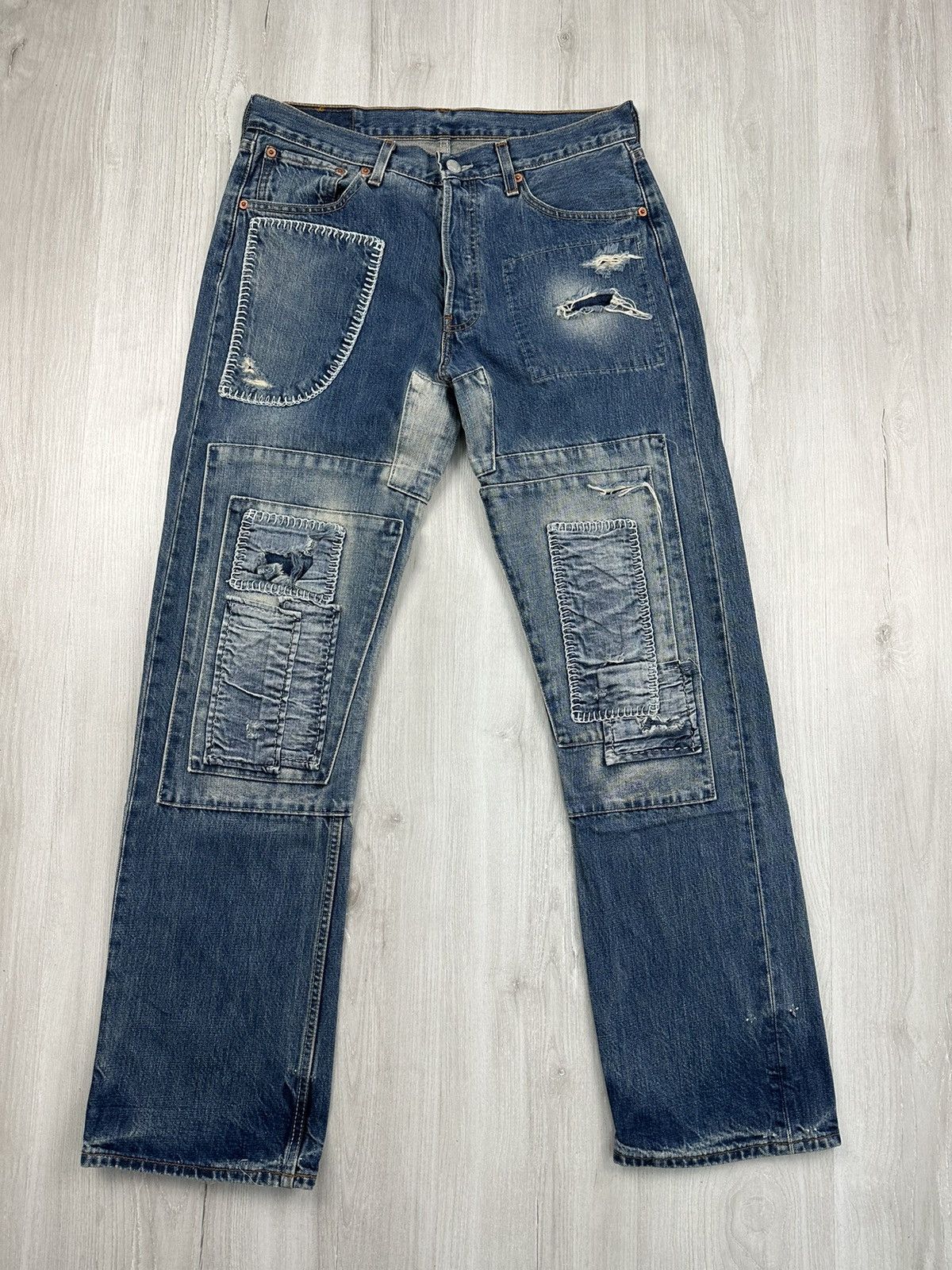 Levi's Vintage Clothing Levis 501 Patch Work Denim Jeans Size 32 Americana Size US 32 / EU 48 - 1 Thumbnail