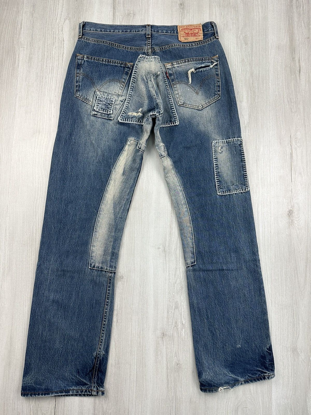 Levi's Vintage Clothing Levis 501 Patch Work Denim Jeans Size 32 Americana Size US 32 / EU 48 - 2 Thumbnail