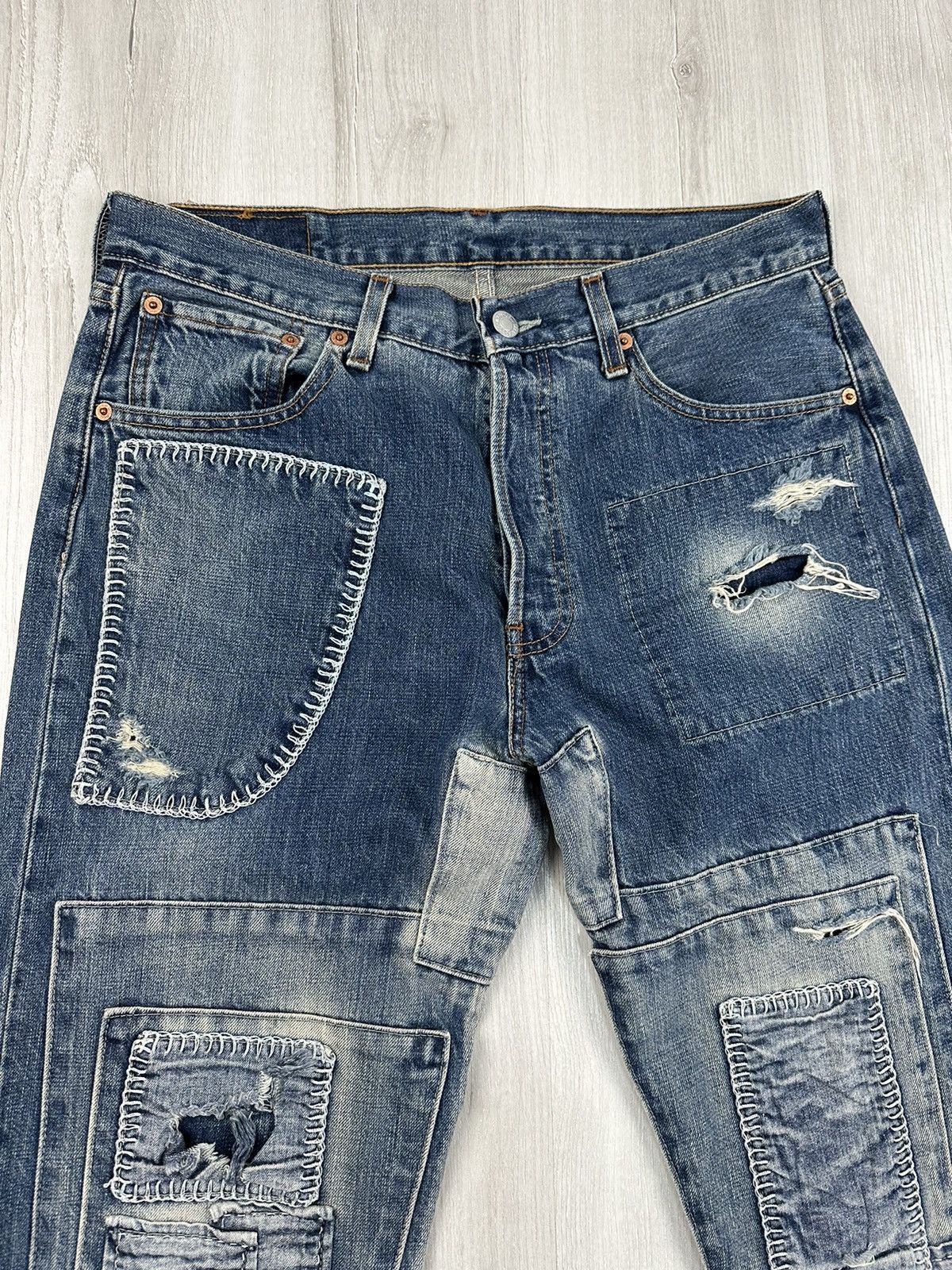 Levi's Vintage Clothing Levis 501 Patch Work Denim Jeans Size 32 Americana Size US 32 / EU 48 - 4 Thumbnail