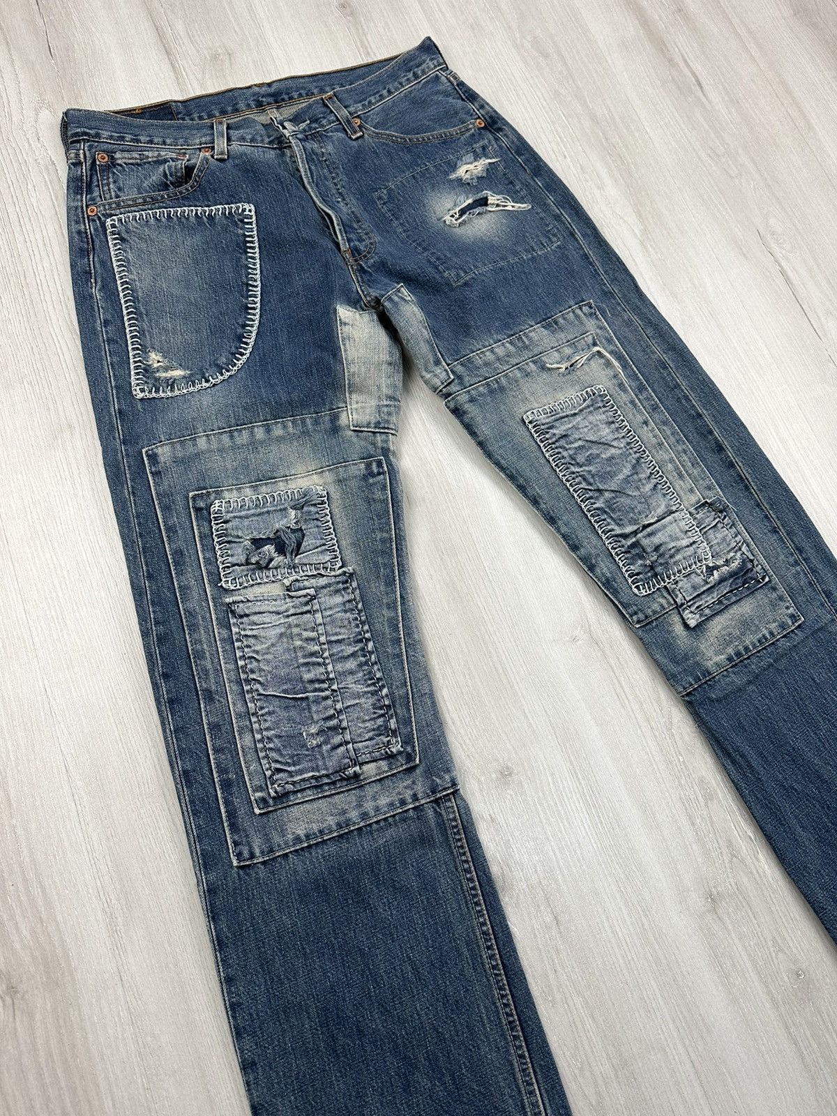 Levi's Vintage Clothing Levis 501 Patch Work Denim Jeans Size 32 Americana Size US 32 / EU 48 - 3 Thumbnail