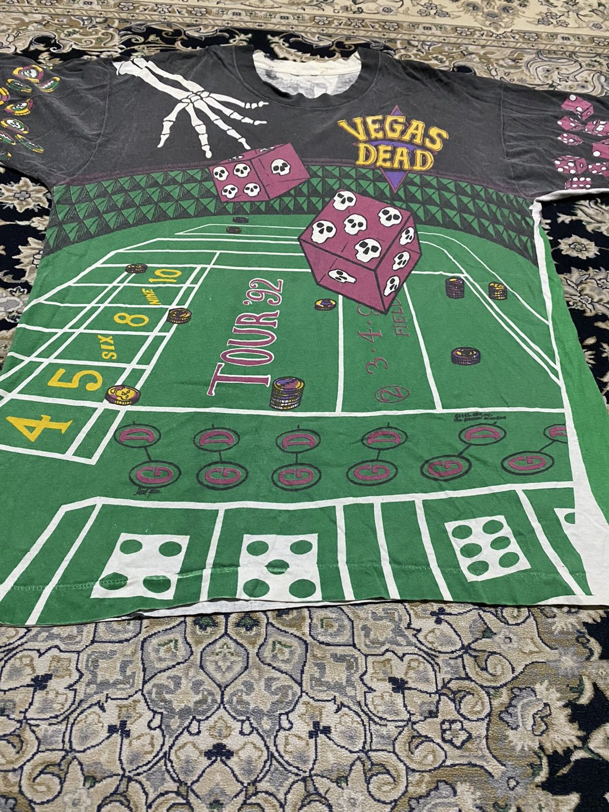 Grateful Dead × Vintage RARE! 92’ Grateful Dead Ovp Tshirt Dice Skull Playing Casino Size US L / EU 52-54 / 3 - 6 Thumbnail