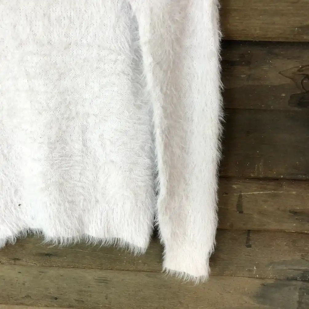 Homespun Knitwear Reorcing White Shag Shaggy Fur Mohair Knitwear #748 Size M / US 6-8 / IT 42-44 - 5 Thumbnail