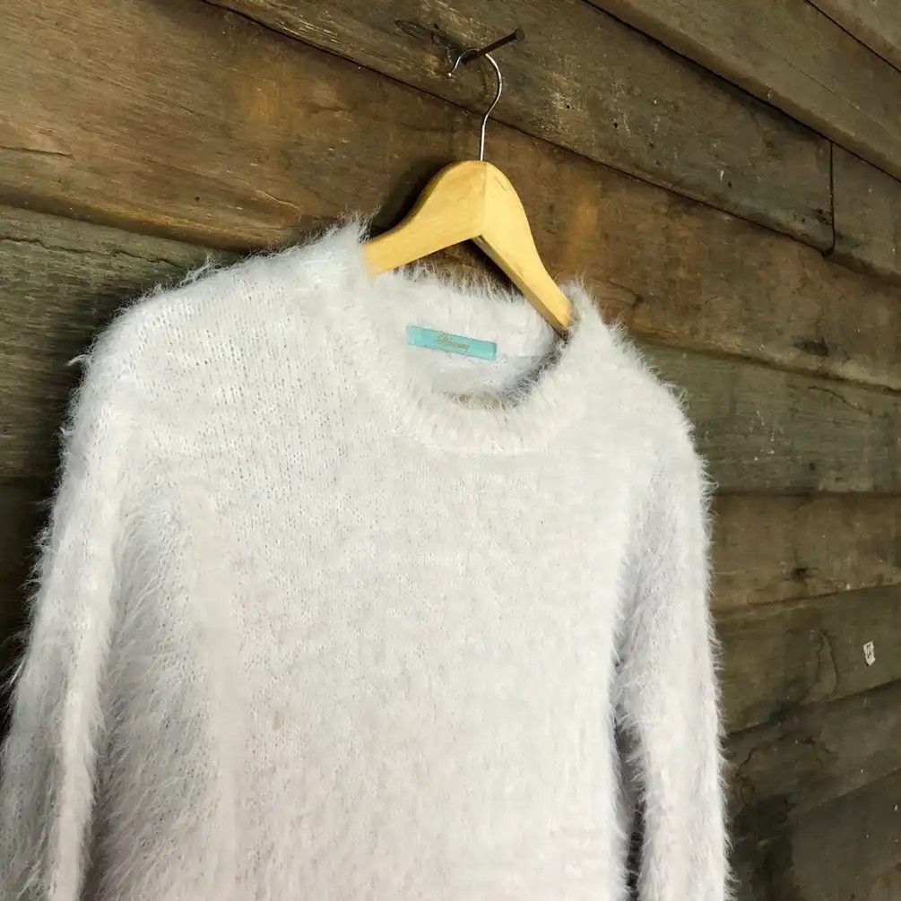 Homespun Knitwear Reorcing White Shag Shaggy Fur Mohair Knitwear #748 Size M / US 6-8 / IT 42-44 - 7 Thumbnail