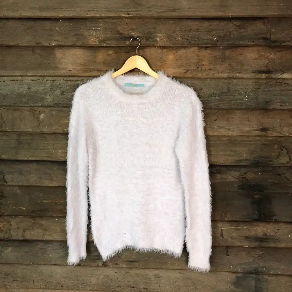 Homespun Knitwear Reorcing White Shag Shaggy Fur Mohair Knitwear #748 Size M / US 6-8 / IT 42-44 - 1 Thumbnail